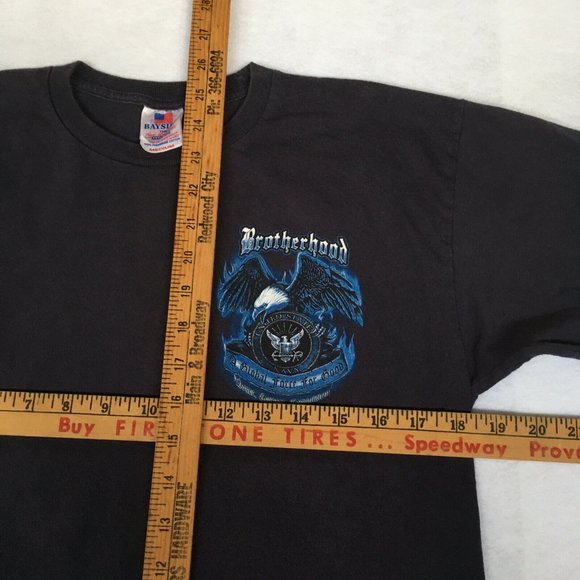 #68 Vintage Bayside Brotherhood UNITED STATES Navy Eagle T-Shirt Men Size Medium - Picture 4 of 9